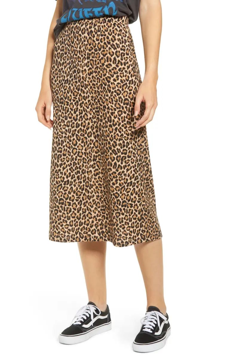 Ribbed Leopard Print Midi Skirt | Nordstrom