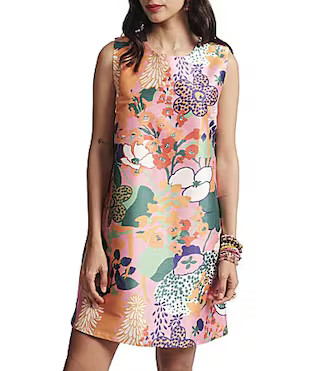 FRANCES VALENTINE Lily Botanical Print Round Neck Sleeveless Dress -  M | Dillard's