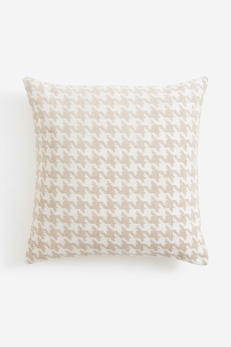 Jacquard-weave Cushion Cover - Beige/houndstooth-patterned - Home All | H&M US | H&M (US + CA)