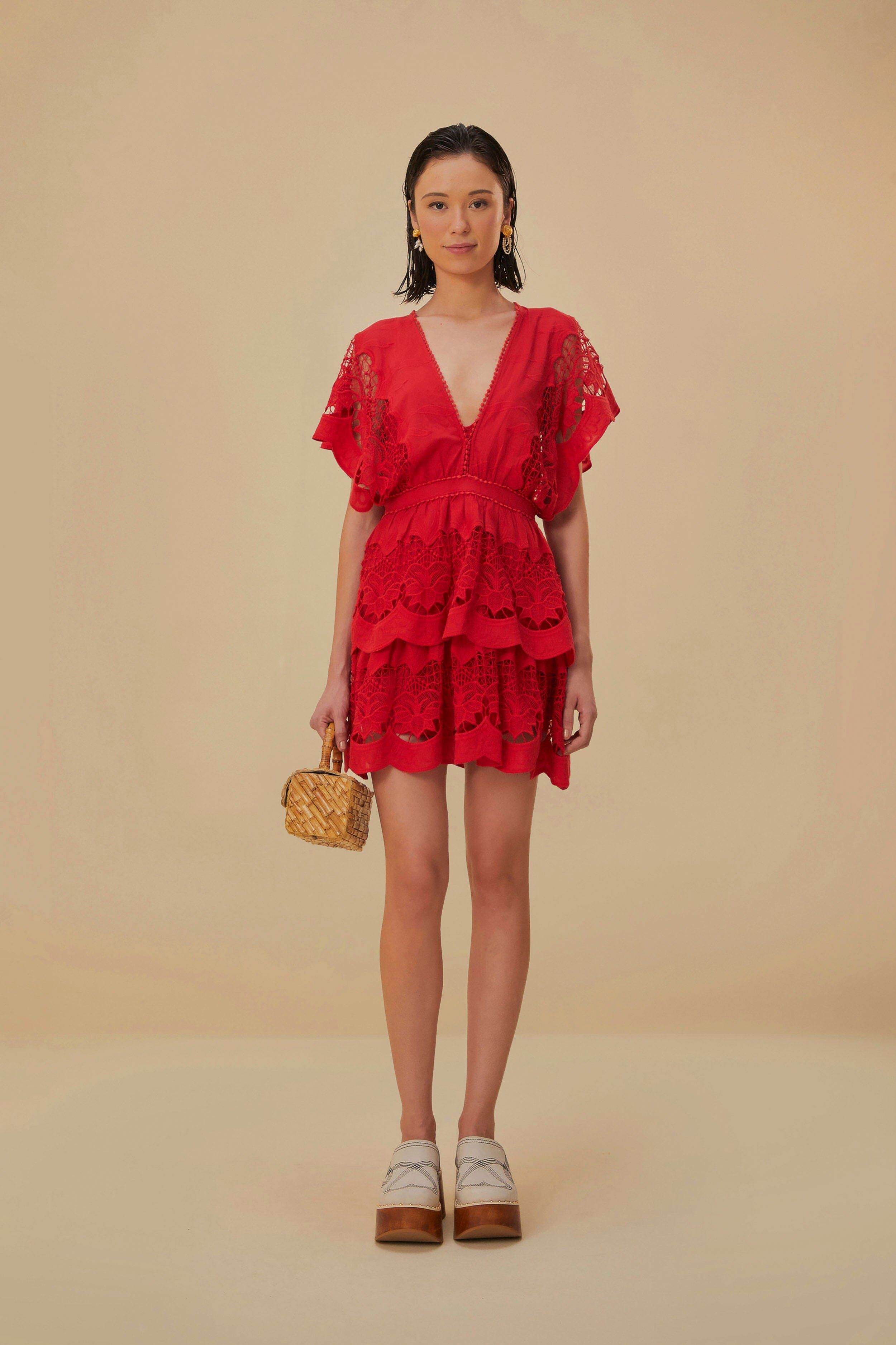 Red Richelieu Mini Dress | FarmRio