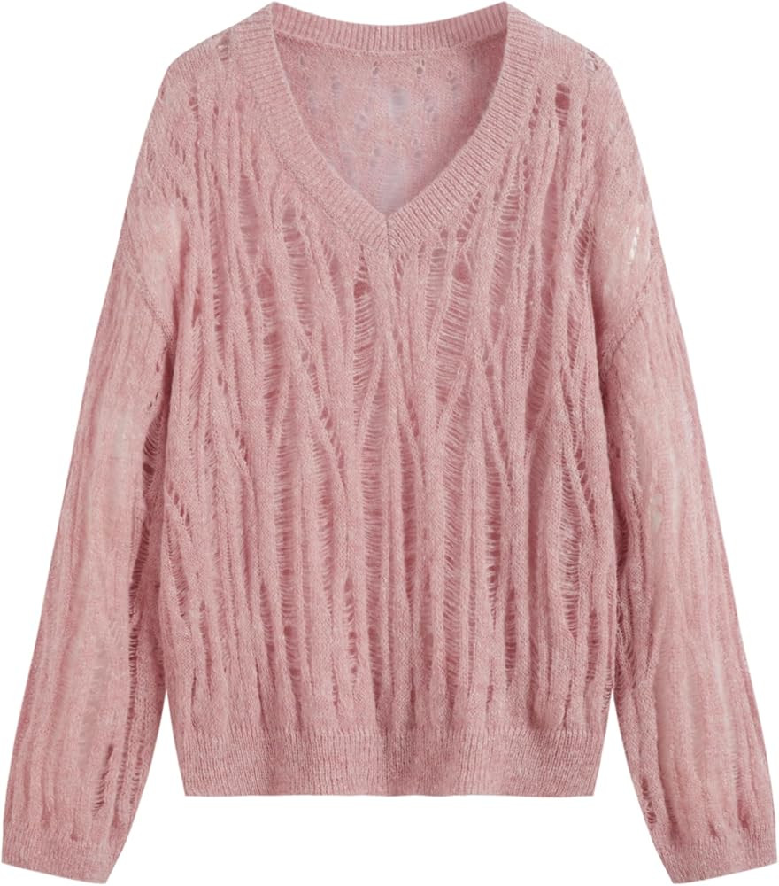 CIDER Knit Wool-Blend V-Neck Soild Long Sleeve Sweater | Amazon (US)