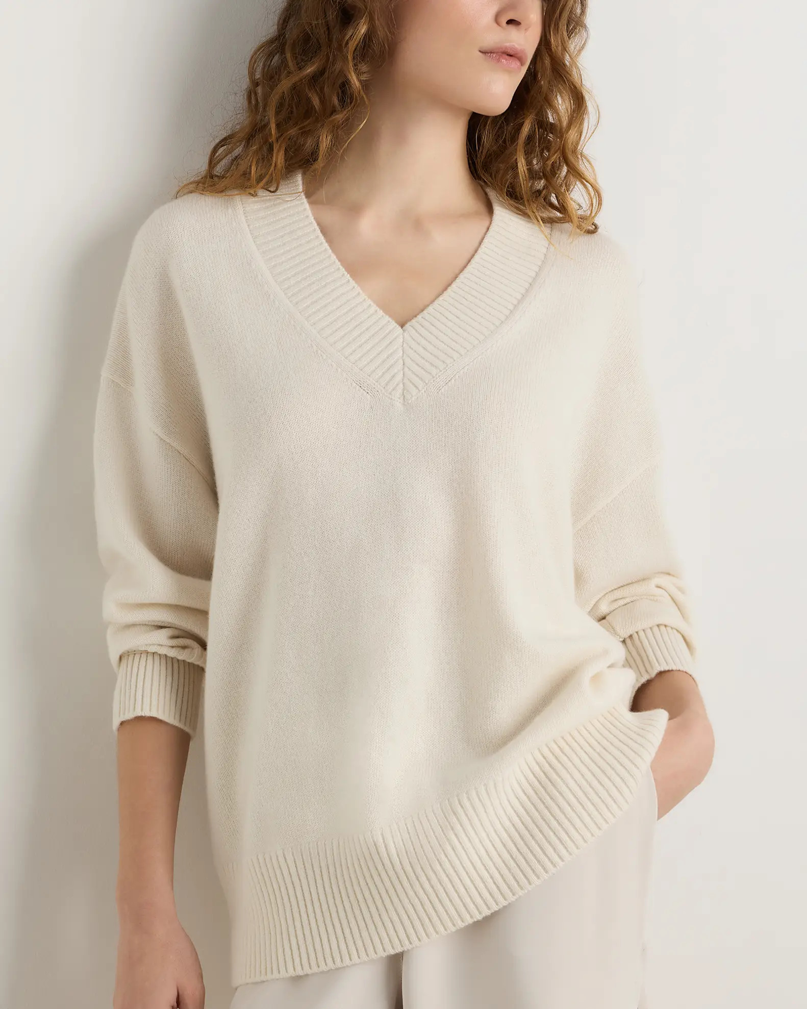 Mongolian Cashmere Oversized V-Neck Sweater | Quince