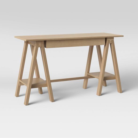Burke Trestle Wooden Desk with Drawer Natural - Threshold™ | Target
