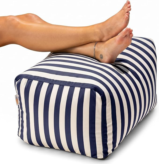 Jaxx Leon Outdoor Bean Bag Ottoman, Navy Striped | Amazon (US)