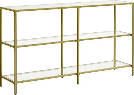 VASAGLE Console Sofa Table with 3 Shelves, 51.2 x 11.8 x 28.7 Inches, Metal Frame, Tempered Glass... | Amazon (US)