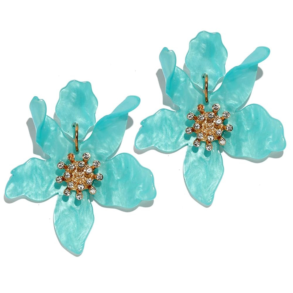 ANDPAI Unique Bohemian Oversized Acrylic Resin Flower Dangle Drop Earrings Retro Large Hawaii Flo... | Amazon (US)