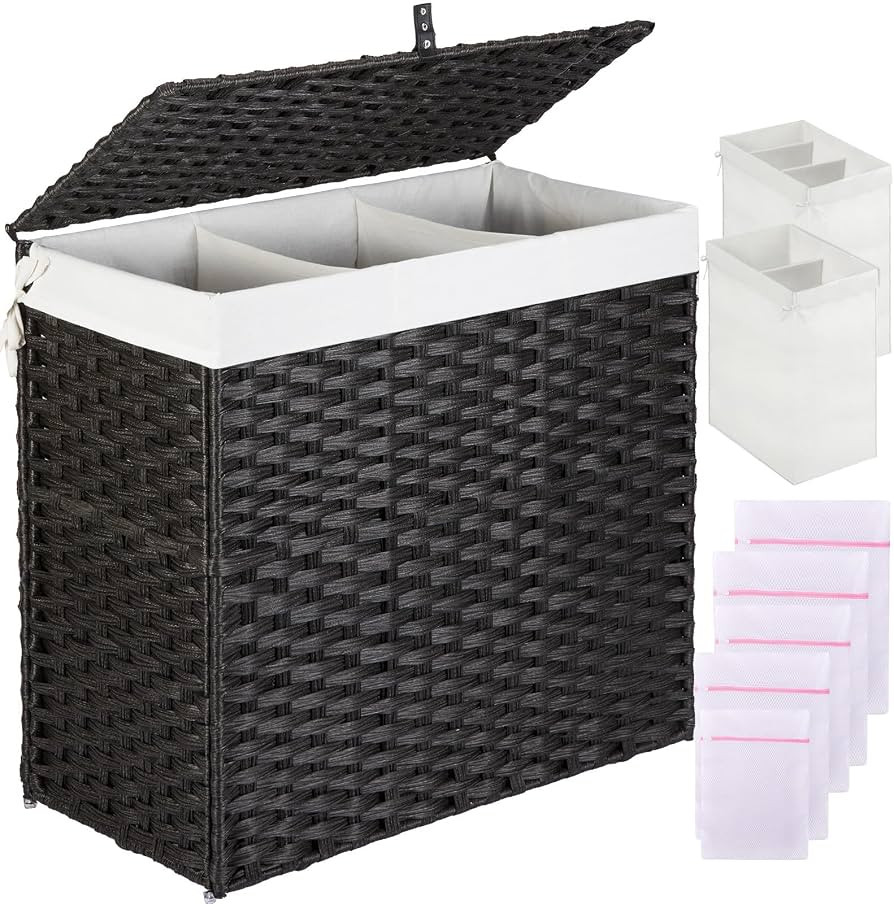 Greenstell Laundry Hamper with Lid, 125L Large Clothes Hamper with 3-Section and 2-Section Remova... | Amazon (US)