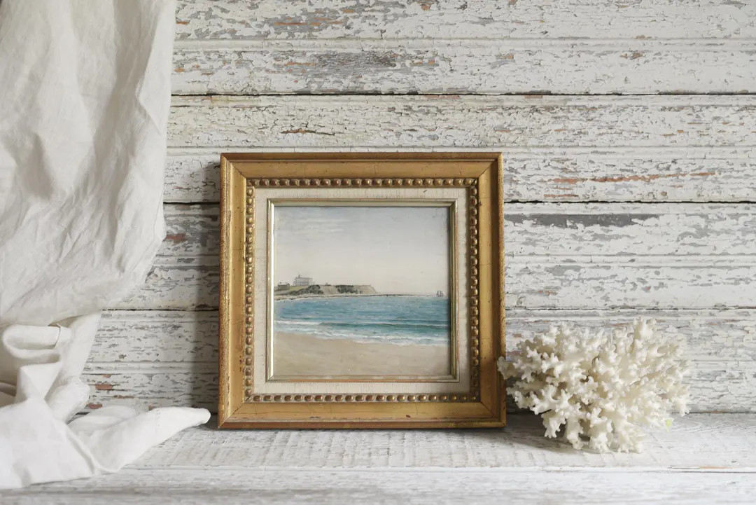 1800s Seascape Oil on Board in Gilt Gesso and Wood Frame, Original Antique Art - Etsy | Etsy (US)