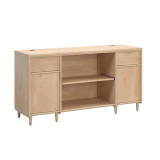 SAUDER Clifford Place 59.055 in. Natural Maple Computer Desk Credenza with Printer Shelf and Cord... | The Home Depot