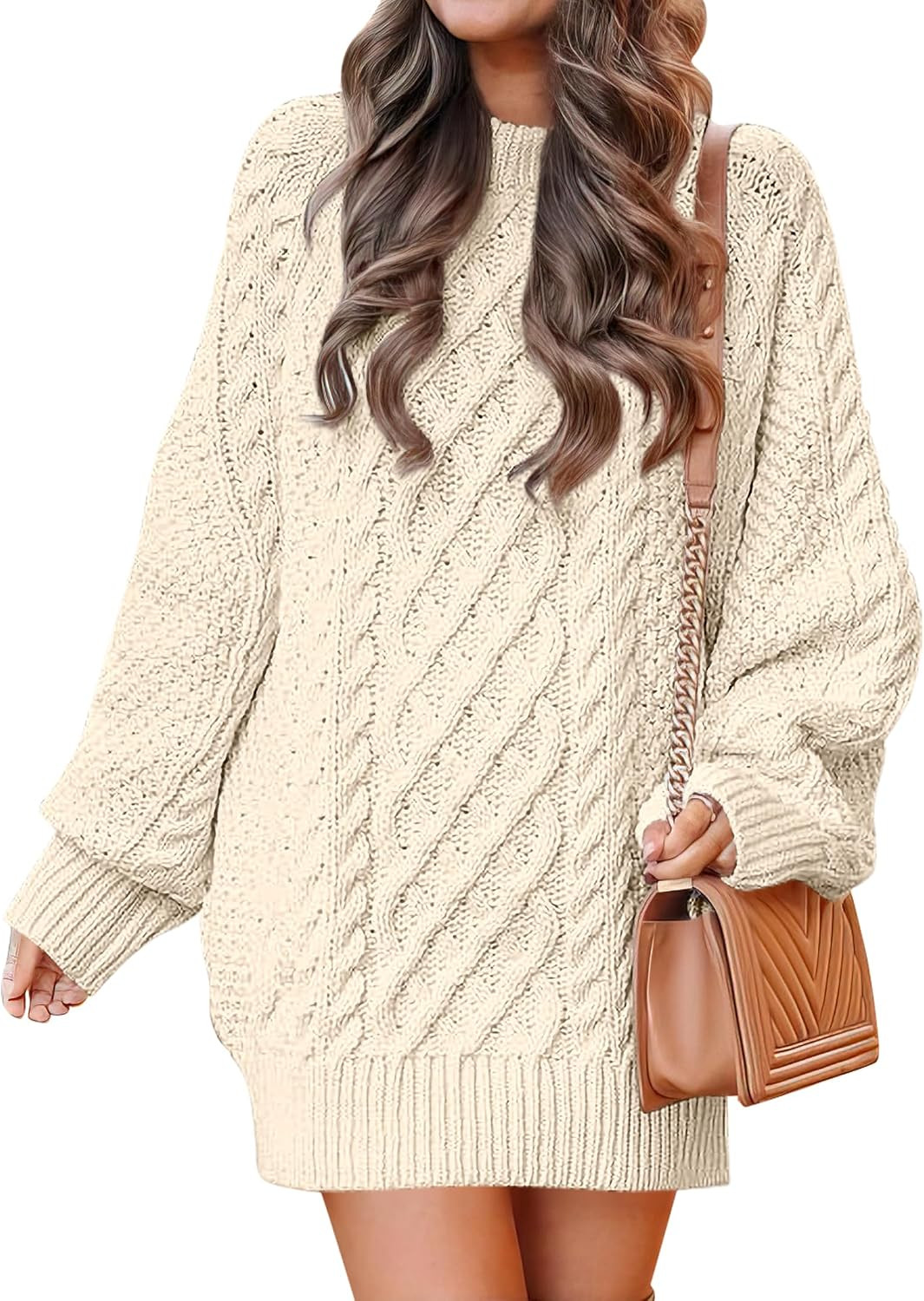 ANRABESS Sweater Dress for Women Oversized Cable Knit Fall Long Sleeve | Amazon (US)
