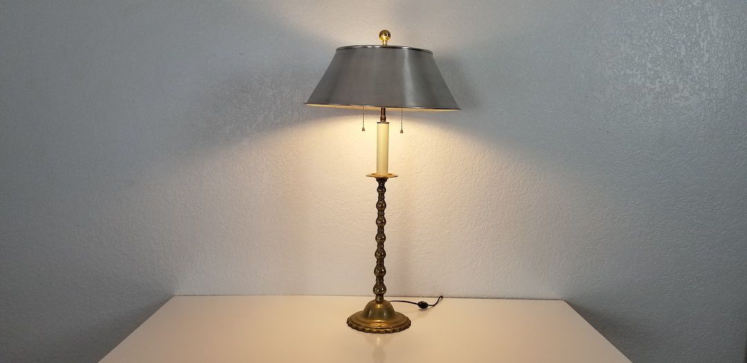 1950's Vintage French Gilt Bronze Candlestick AS Bouillotte Desk / Table Lamp . - Etsy | Etsy (US)