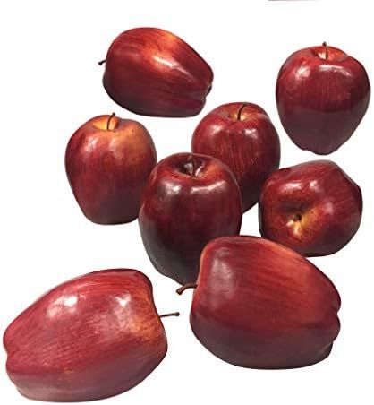 Fake Fruit Artificial Apples for Home Kitchen Table Basket Decoration 8pcs (Dark Red Apples) | Amazon (US)