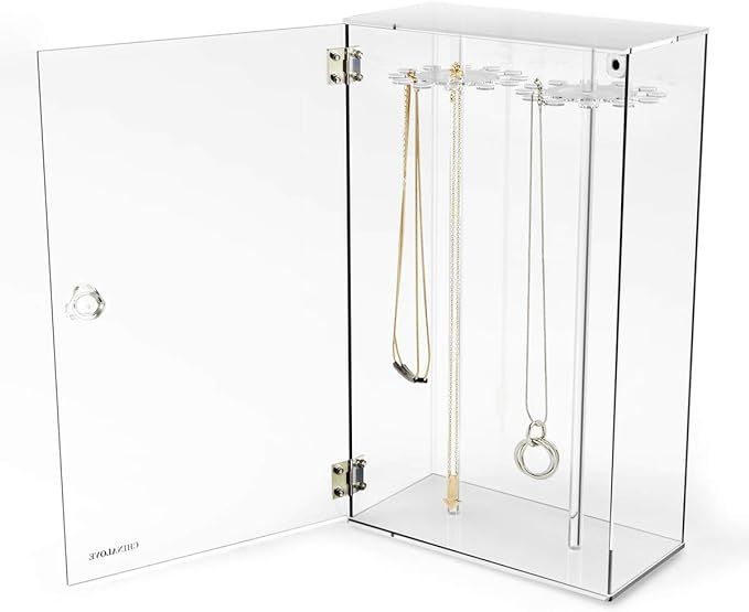 Acrylic 24 Hooks Rotation Necklace Display Stand Pendant Display Organizer Holder Dust-proof Jewe... | Amazon (US)