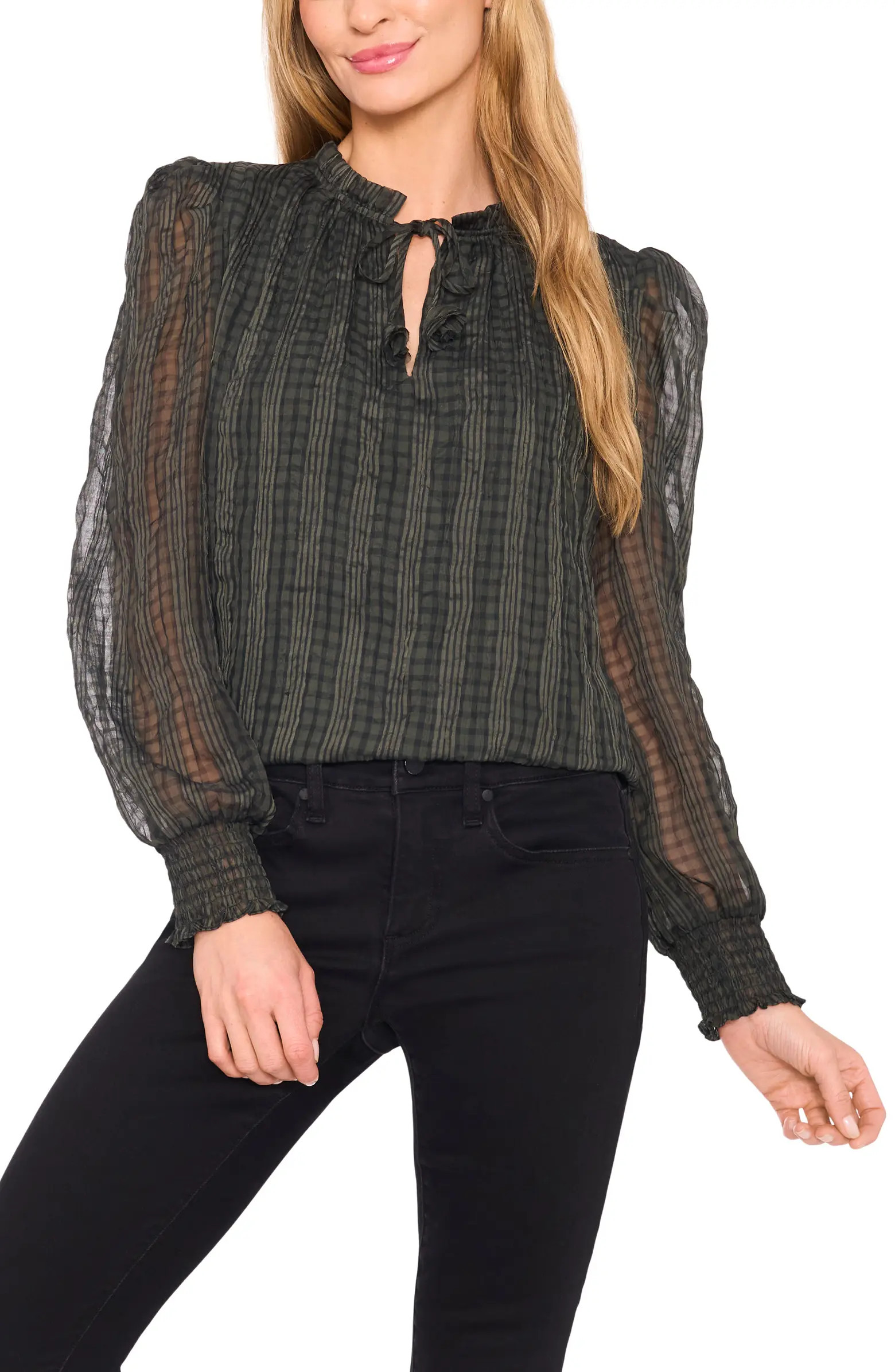 Mixed Print Split Neck Top | Nordstrom