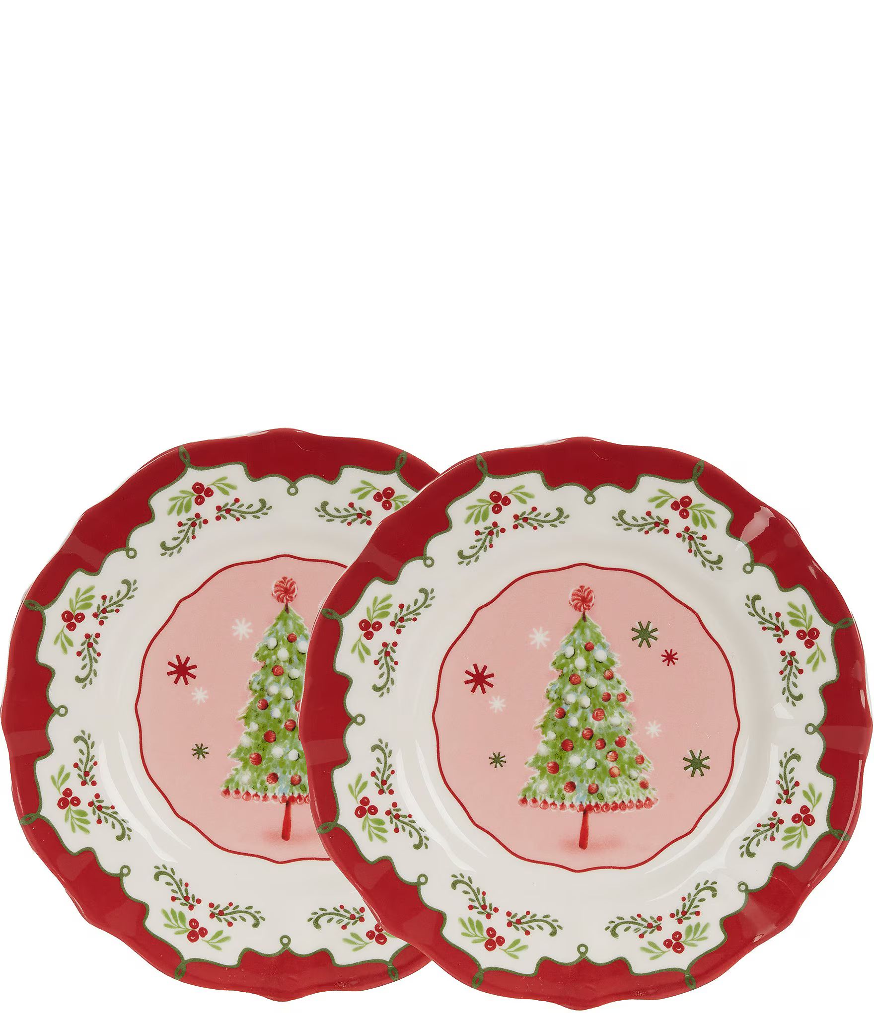 Sweet Christmas Red Accent Plates, Set of 2 | Dillard's