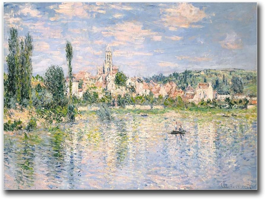 SENLYCH Canvas Painting Wall Mural Print Vétheuil in Summer 1880 Claude Monet Print Famous Vethe... | Amazon (US)