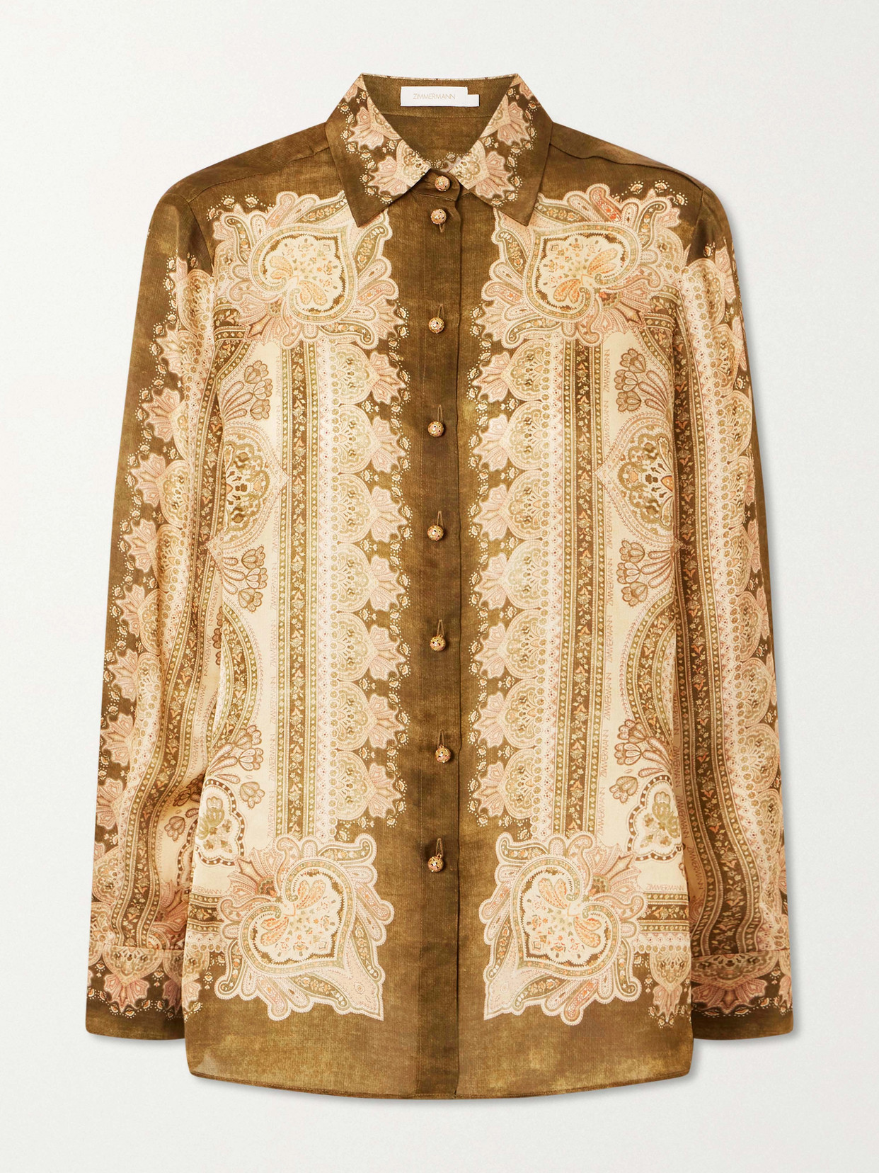 Zimmermann - Luna Printed Silk-satin Shirt - Green | NET-A-PORTER (US)
