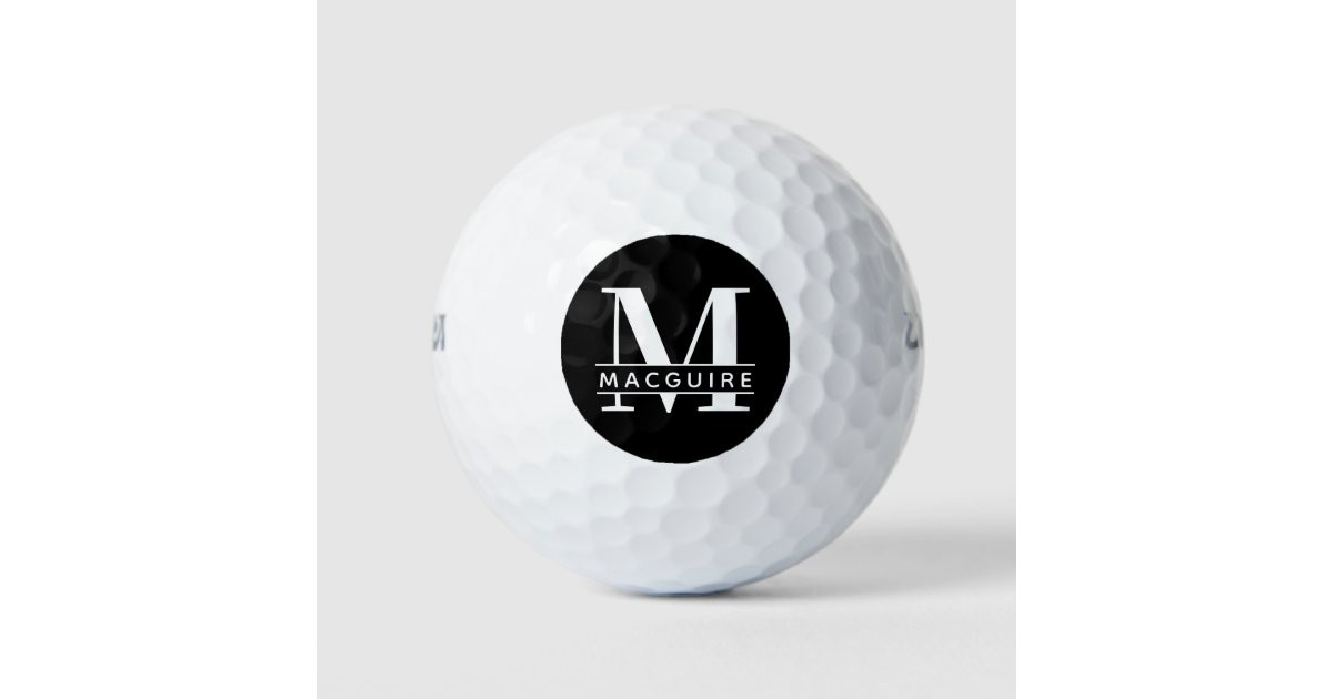 Minimal Bold Monogram with Name | Black Golf Balls | Zazzle | Zazzle