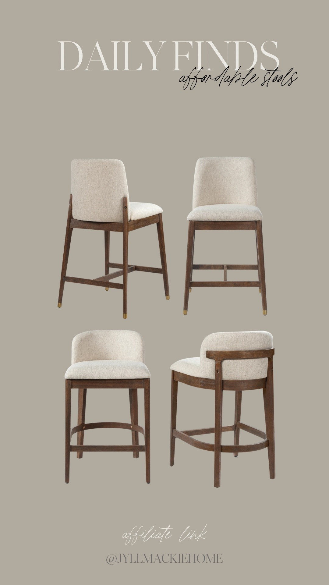 Affordable counter stools, walnut legs, cream fabric 

@wayfaircanada

#LTKHome