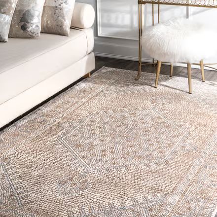 Beige Roman Mosaic Medallion Mozike Area Rug | Rugs USA