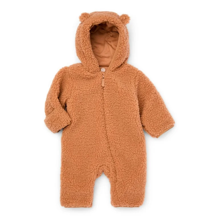Wonder Nation Baby Teddy Fleece Pram with Hood, Size 0M- 9M | Walmart (US)