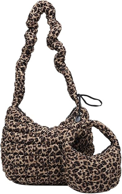 Leopard Purse Mommy and Me Puffer Cheetah Print Crossbody Tote Bag Large Leopard Handbag Light Qu... | Amazon (US)
