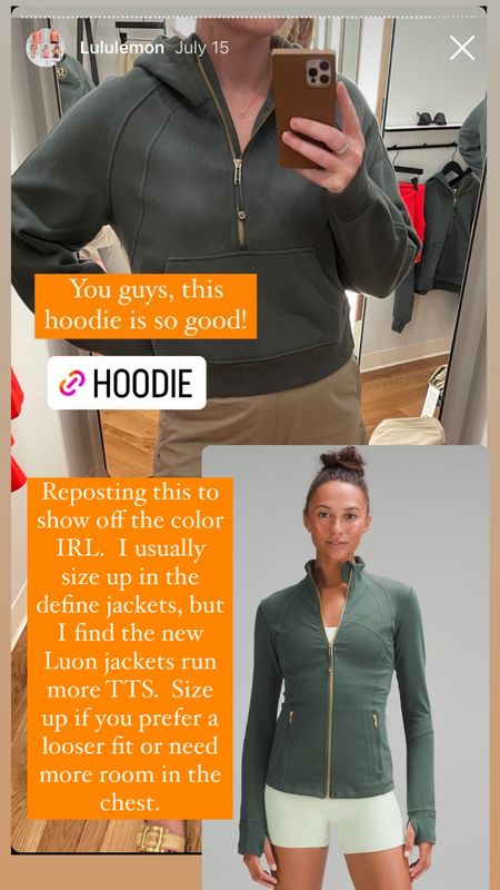Lululemon define jacket, scuba hoodie for Autumns, Medium Forest #hocautumn

#LTKFind #LTKSeasonal #LTKFitness