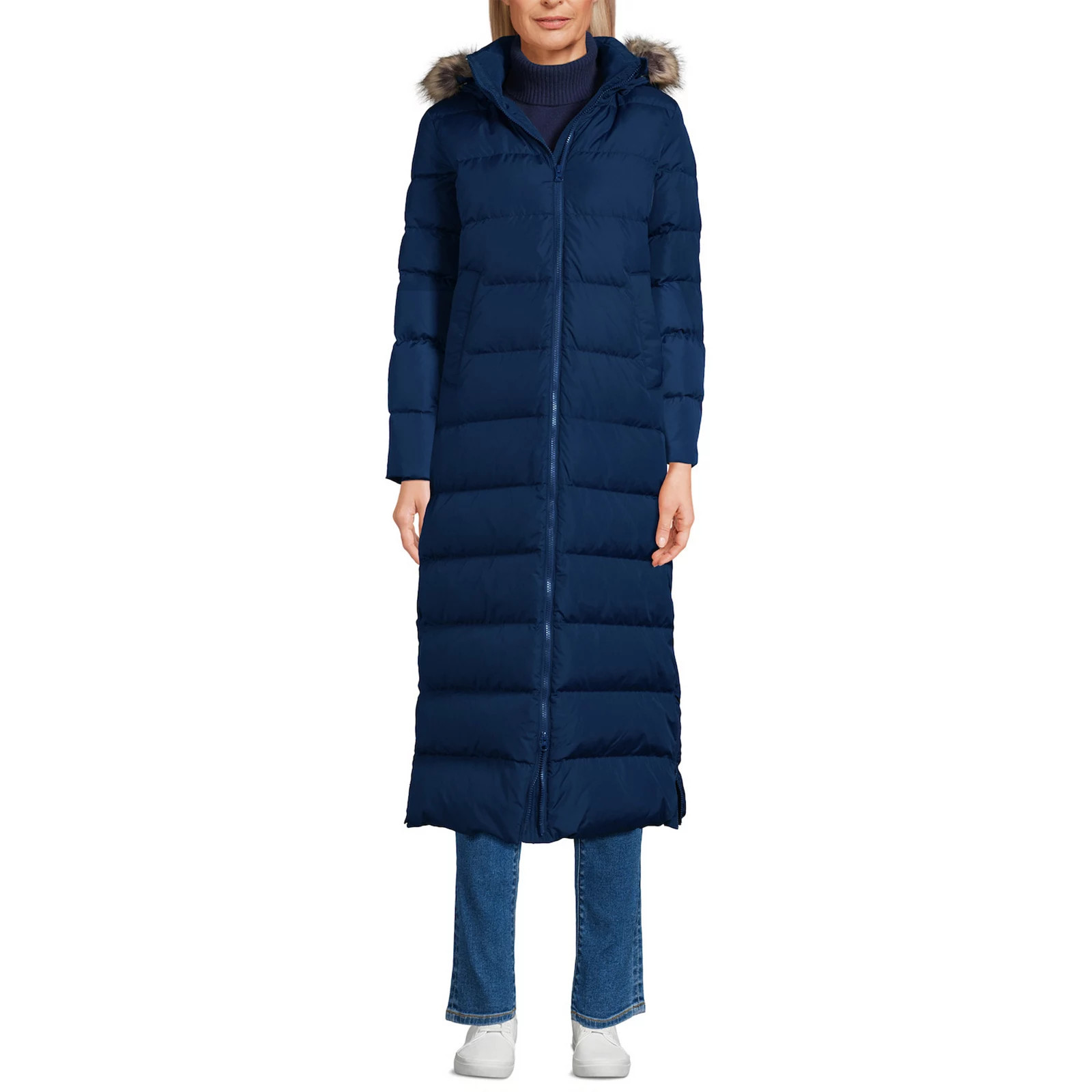 Women's Lands' End Wide Channel 600 Down Puffer Long Maxi Coat, Size: Large, Deep Blue | Kohl's