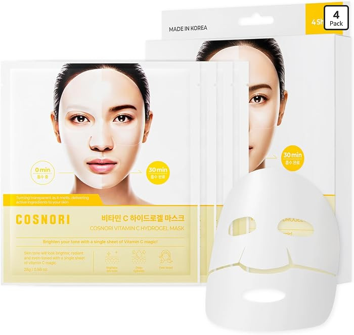 COSNORI Vitamin C Hydrogel Mask [4 Pack] - Supports a Brighter-Looking Complexion, Hydrating, Kor... | Amazon (US)