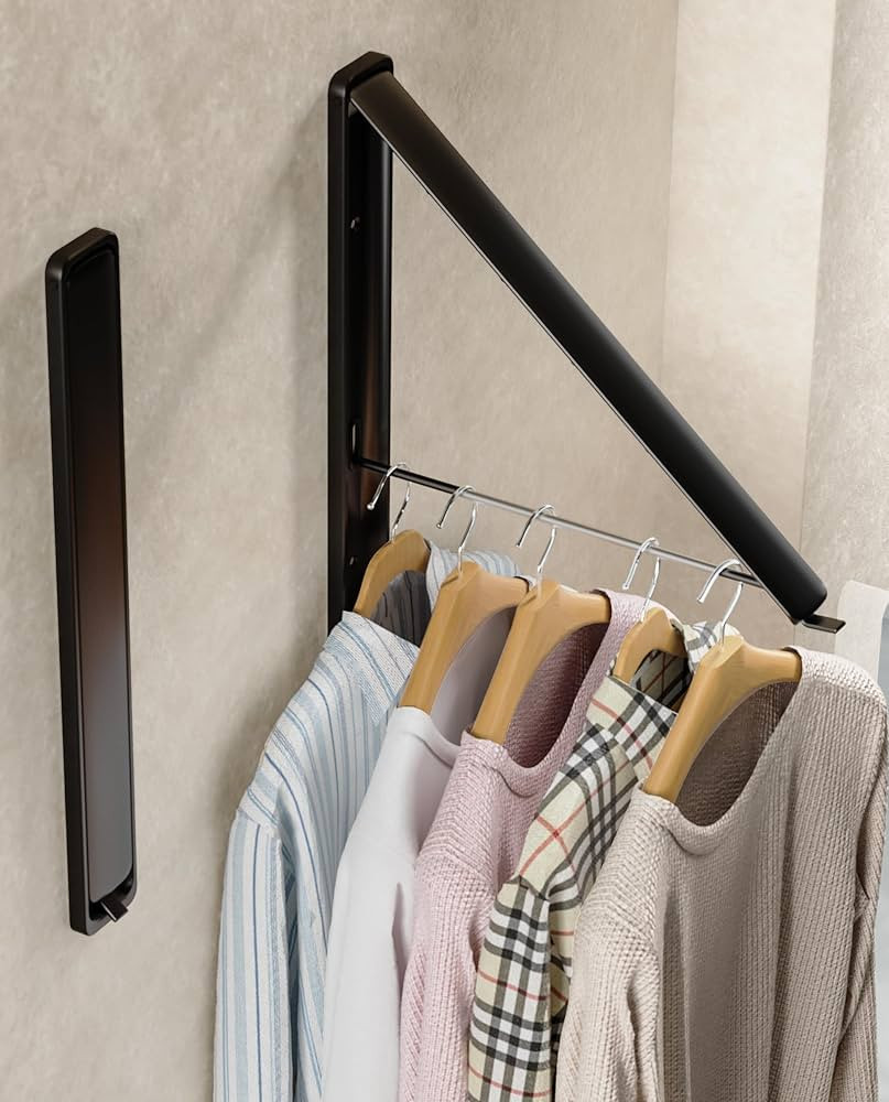 Dr.DJ Tendedero de ropa montado en la pared, retráctil y plegable para organización y almacenam... | Amazon (US)