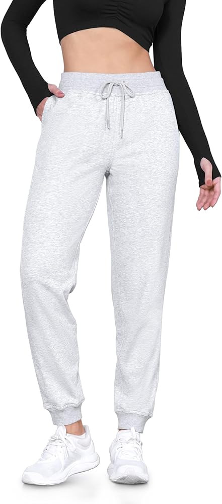 ODODOS Women's Jogger with Pockets Cotton French Terry High Waist Drawstring Casual Lounge Sweatp... | Amazon (US)