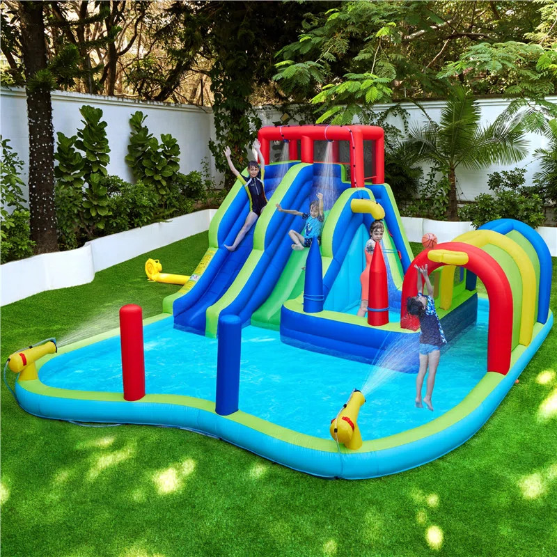 201.6" x 165.6" Inflatable Water Slide with Air Blower | Wayfair North America
