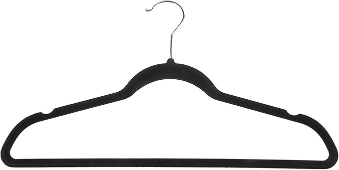 AmazonBasics Slim, Velvet, Non-Slip Clothes Suit Hangers, Black/Silver - Pack of 50 | Amazon (US)
