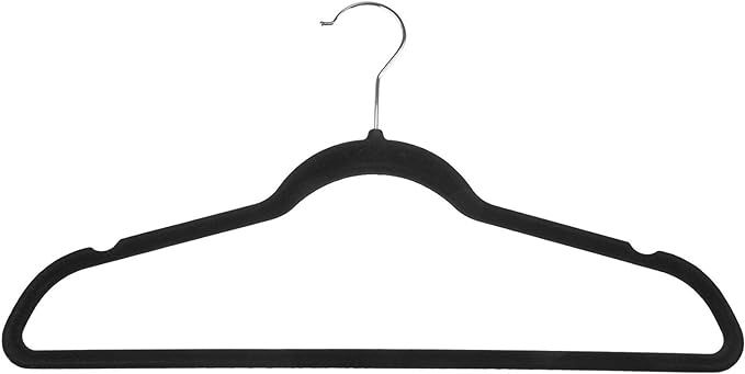 AmazonBasics Slim, Velvet, Non-Slip Clothes Suit Hangers, Black/Silver - Pack of 50 | Amazon (US)