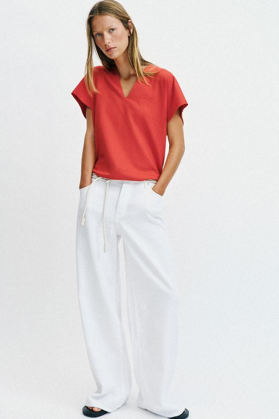 RUSTIC V-NECK T-SHIRT | Zara US