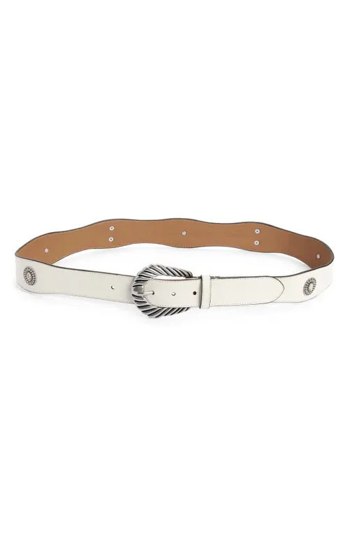 Treasure & Bond Aria Concho Leather Belt in Ivory Tofu- Antique Silver at Nordstrom, Size Small | Nordstrom
