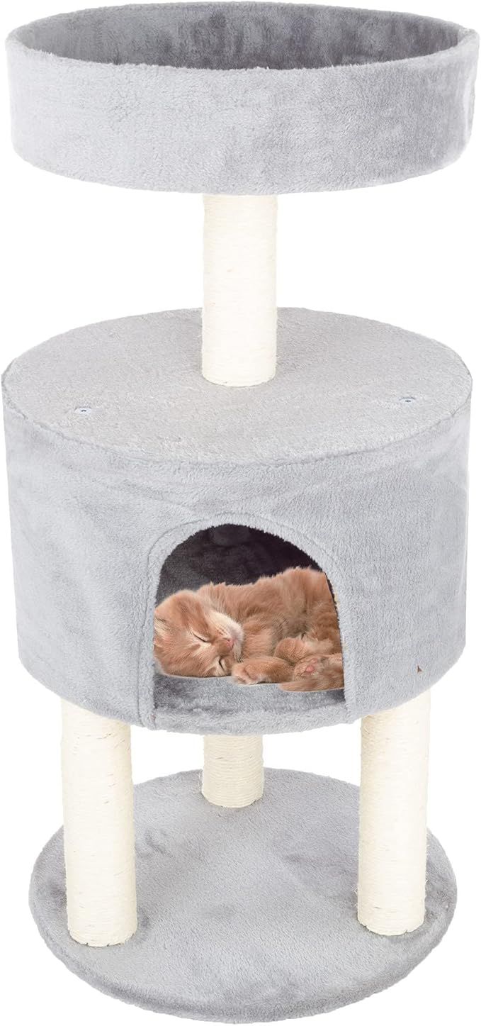 4-Tier Round Cat Tower – Large Cat Condo, Napping Perch, and 4 Sisal Rope Scratching Posts – ... | Amazon (US)