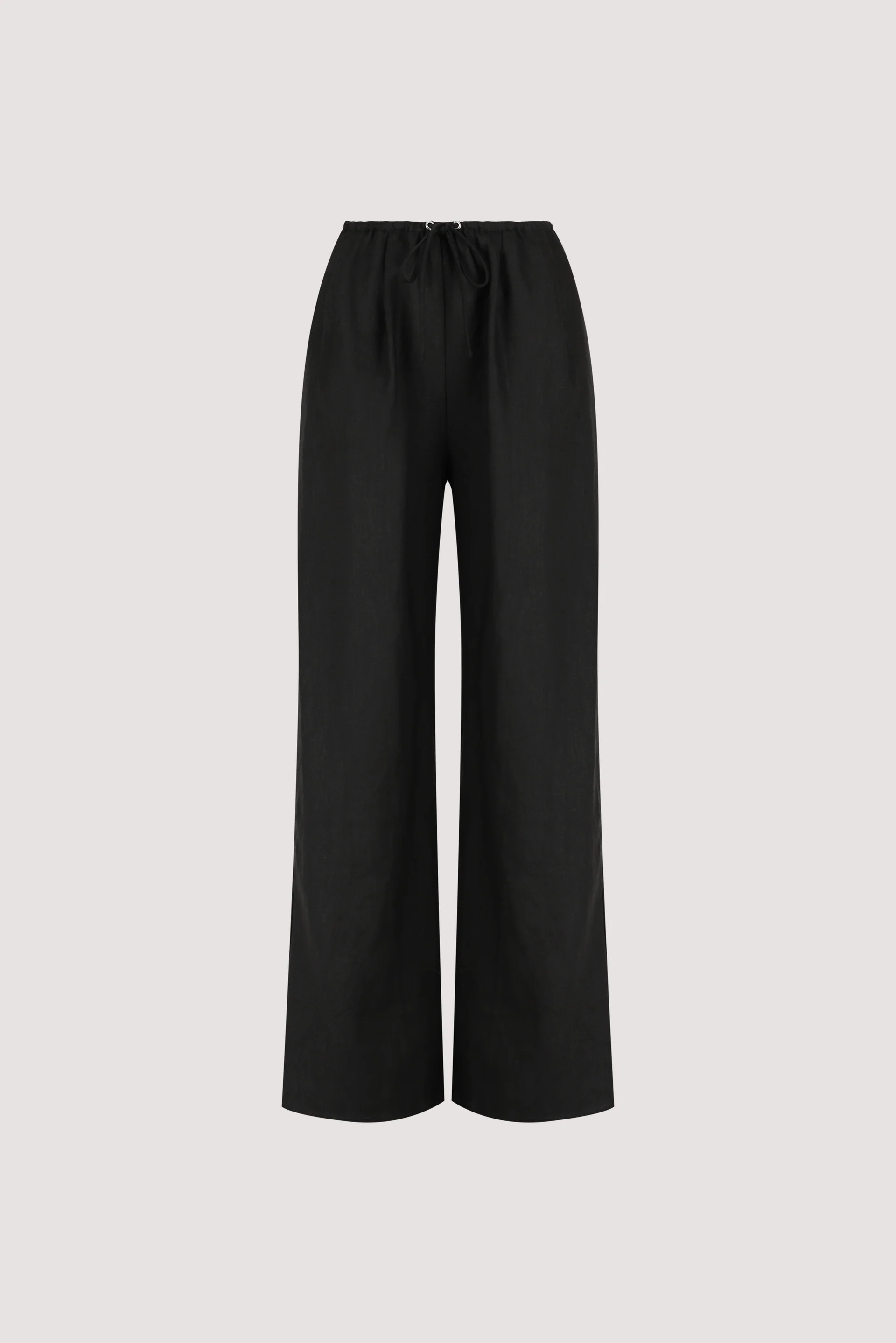 CARLA BLACK DRAWSTRING LINEN PANT | DISSH