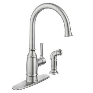 Noell Single-Handle Standard Kitchen Faucet with Side Sprayer in Spot Resist Stainless | The Home Depot
