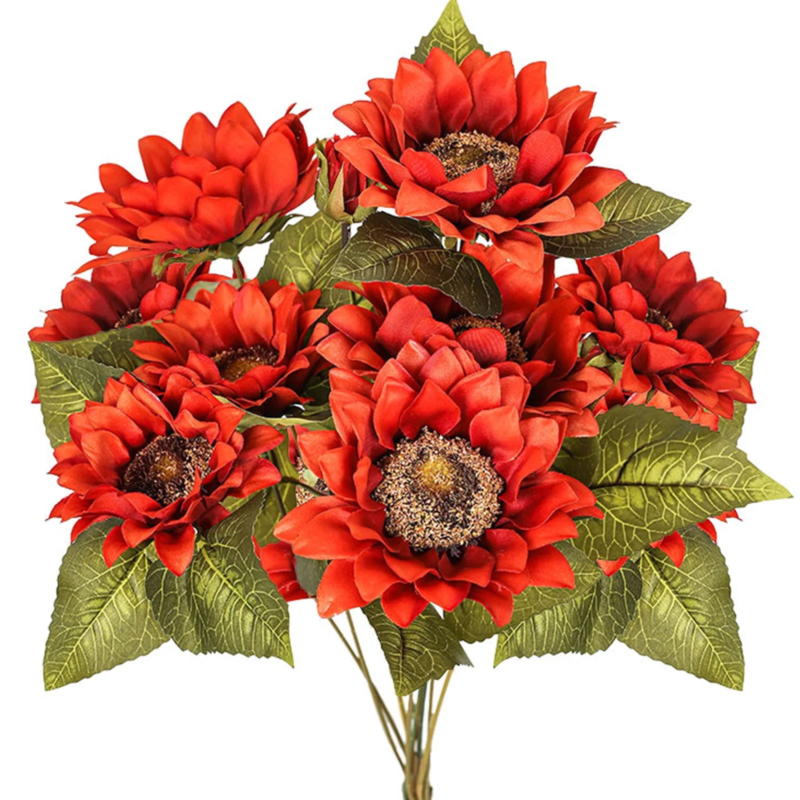 9 Floral Heads Artificial Sunflowers Bouquet Fake Vintage Sunflower Autumn Flower for Decoration,... | Walmart (US)