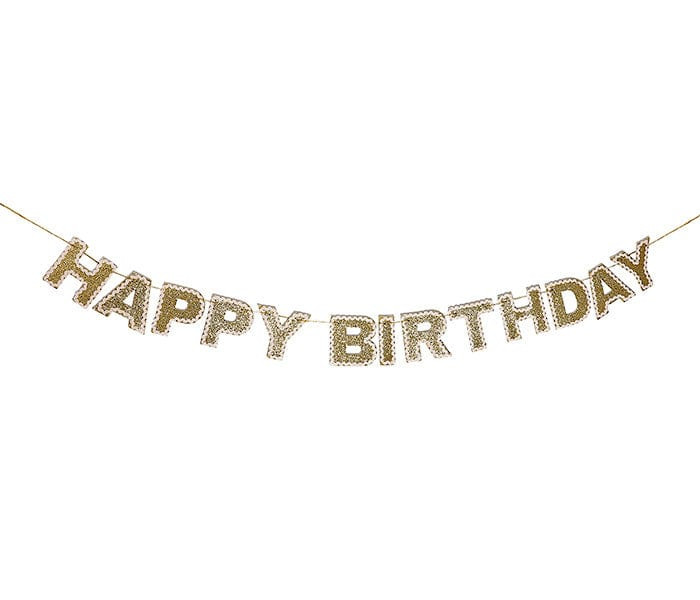 Happy Birthday Gold Reusable Banner | Packed Party | Packed Party