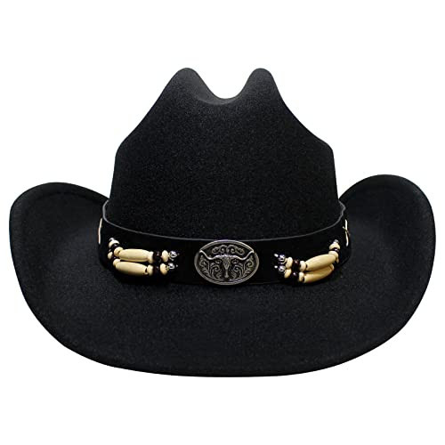 Kalerona Black Cowboy Hats for Women & Men Cowgirl Hats with Belt | Amazon (US)