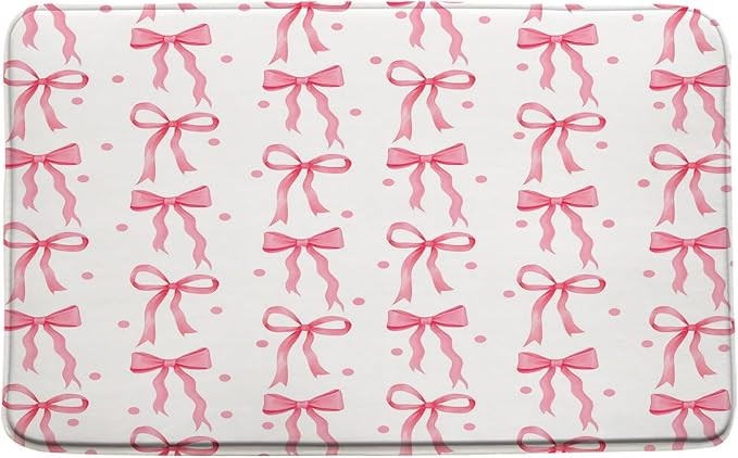 Cute Bow Bath Mat Pink Bownot Aesthetic Modern Bathroom Mat Rug Memory Foam Doormat，17.8x29.5 I... | Amazon (US)