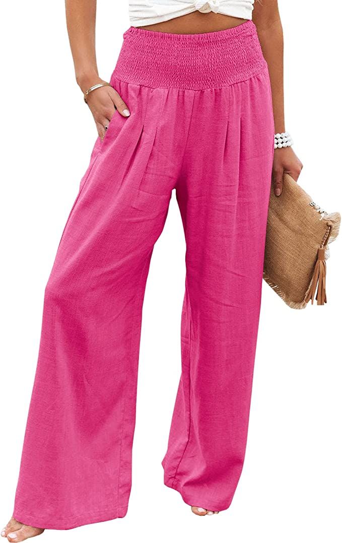 Yanekop Women Yoga Sweatpants Comfy Wide Leg Palazzo Lounge Pants High Waist Joggers with Pockets | Amazon (US)