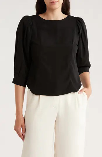 T Tahari Three Quarter Sleeve Top in Black at Nordstrom Rack, Size X-Large | Nordstrom Rack