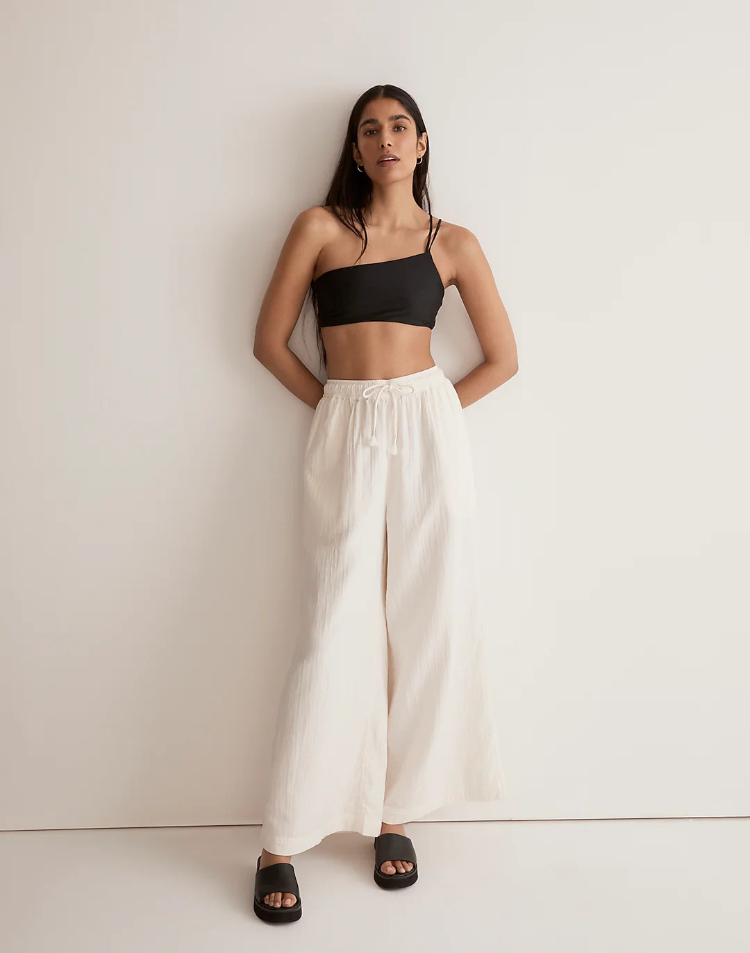 Double-Gauze Drawstring Wide-Leg Pants | Madewell