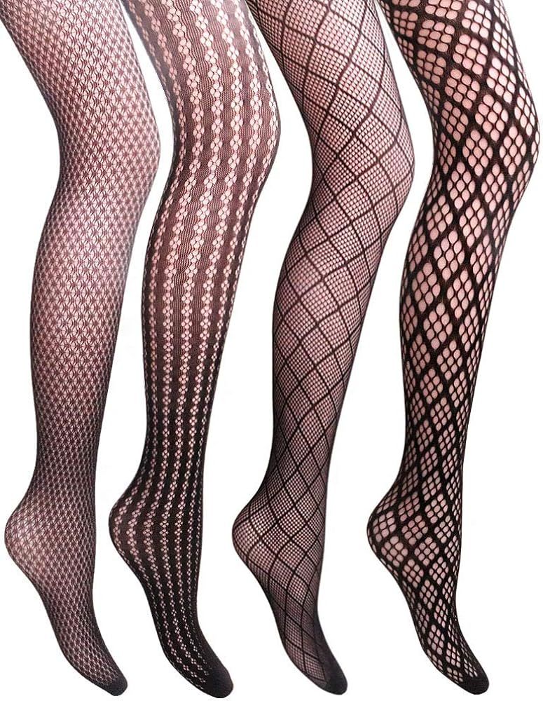 VERO MONTE Women Patterned Fishnets Tights Small Hole Thigh High Sexy Stockings | Amazon (US)