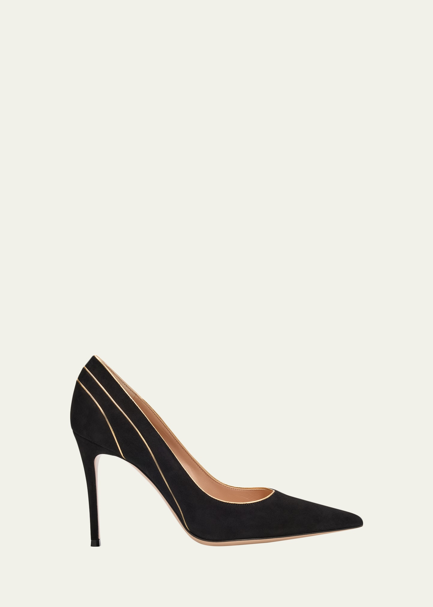 Gianvito Rossi Striped Suede Pointed-Toe Pumps | Bergdorf Goodman