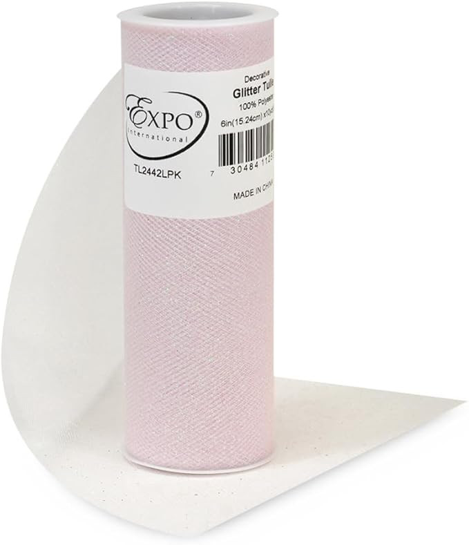 Expo International Decorative Glitter Tulle, Roll/Spool of 6” X 10 Yards, Lightweight Polyester... | Amazon (US)