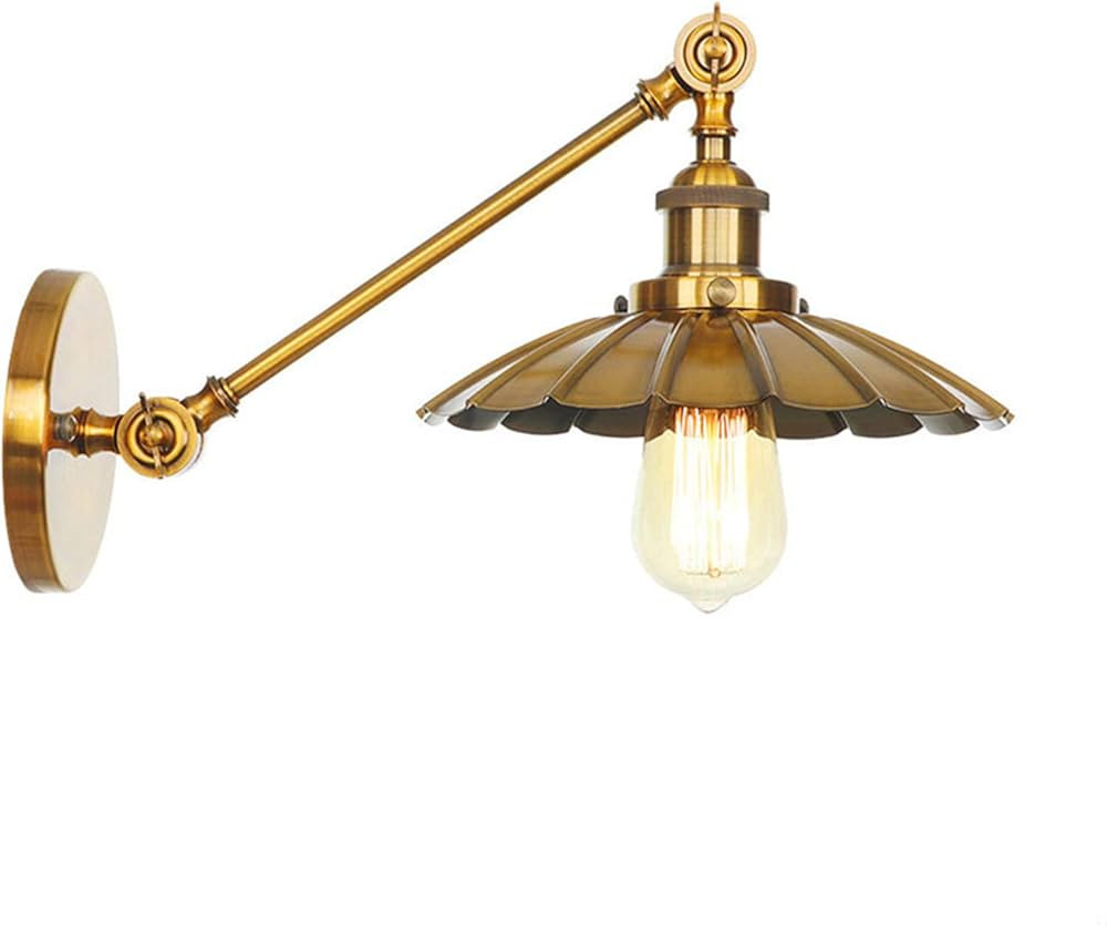 Swing Arm Wall Light Industrial Vintage Mounted Wall Lamp Adjustable Brass Finish 1-Light Lightin... | Amazon (US)